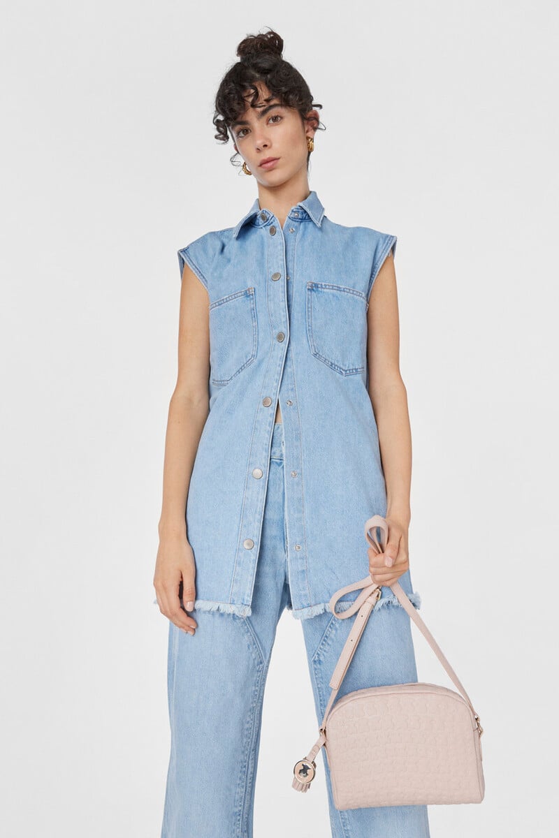 Pedro Del Hierro Bandolera De Piel Rosa Sherton