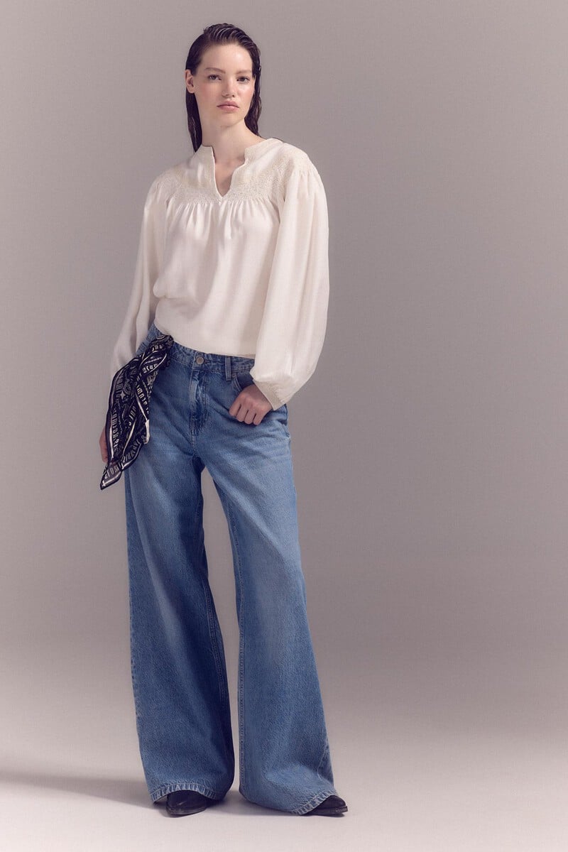 Pedro Del Hierro Blusa Blanca Bordada