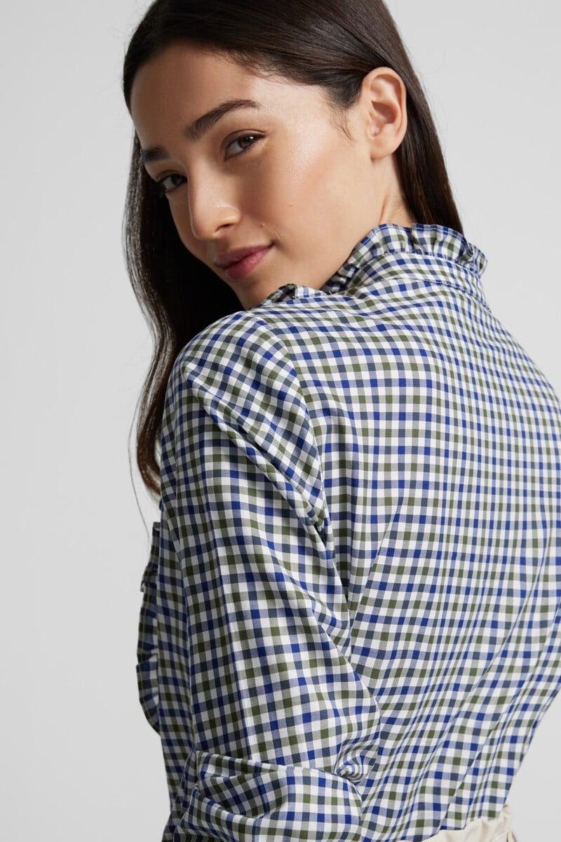 Pedro Del Hierro Blusa Chorreras Cuadros