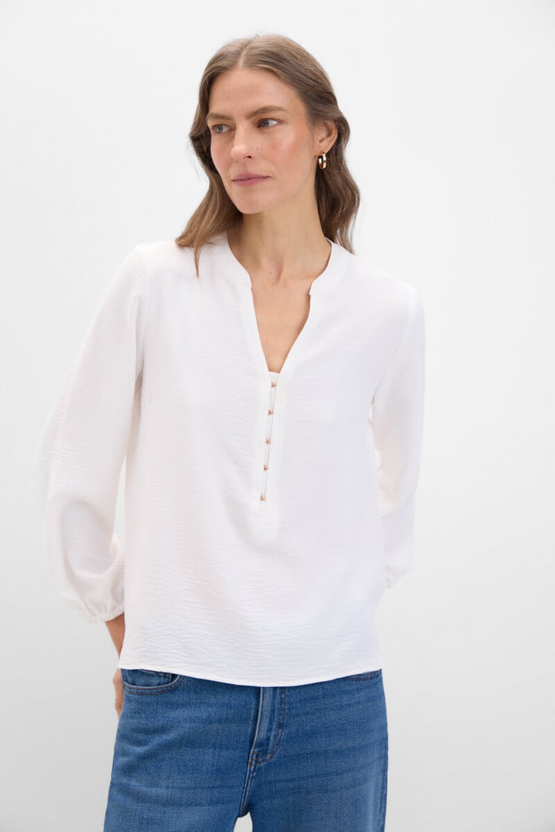 pedro del hierro Blusa cuello mao manga larga
