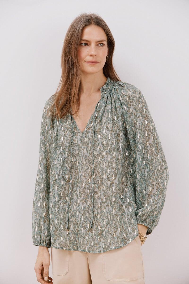 Pedro Del Hierro Blusa Detalle Nido De Abeja