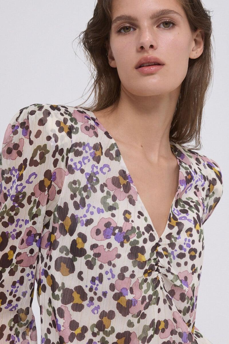 Pedro Del Hierro Blusa Estampada Hombrera