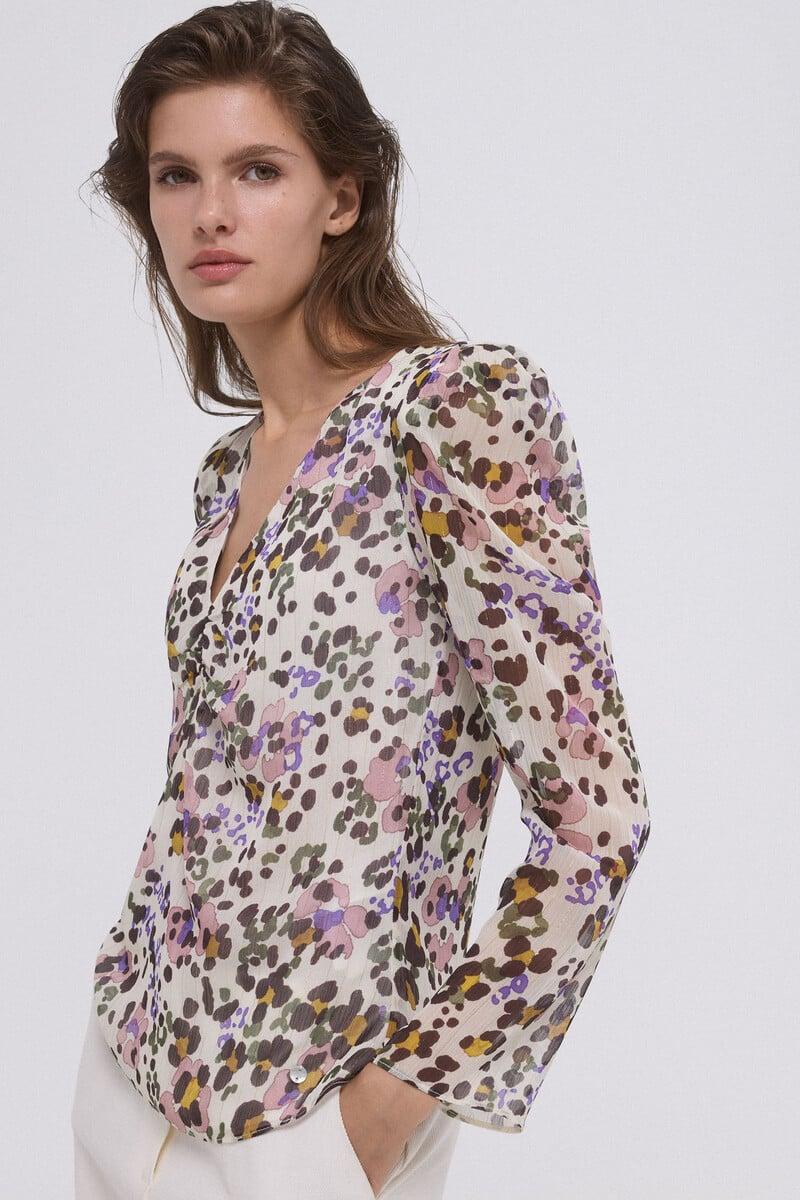 Pedro Del Hierro Blusa Estampada Hombrera