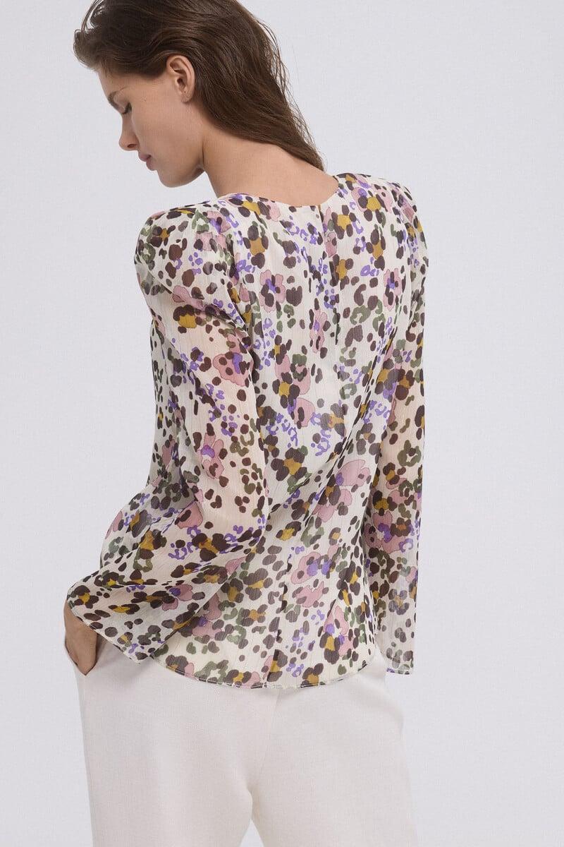 Pedro Del Hierro Blusa Estampada Hombrera