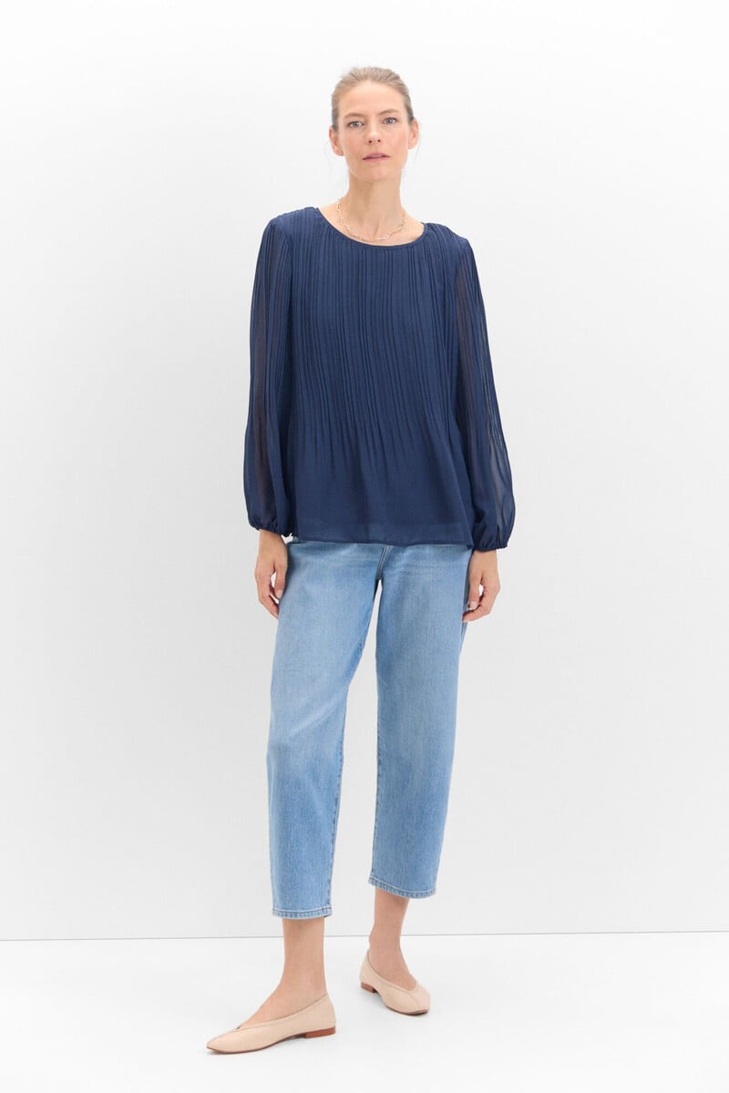 Pedro Del Hierro Blusa Plisada Combinada