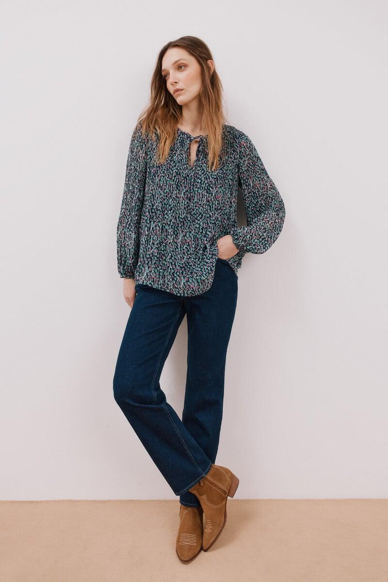 Pedro Del Hierro Blusa Plisada Escote Pico