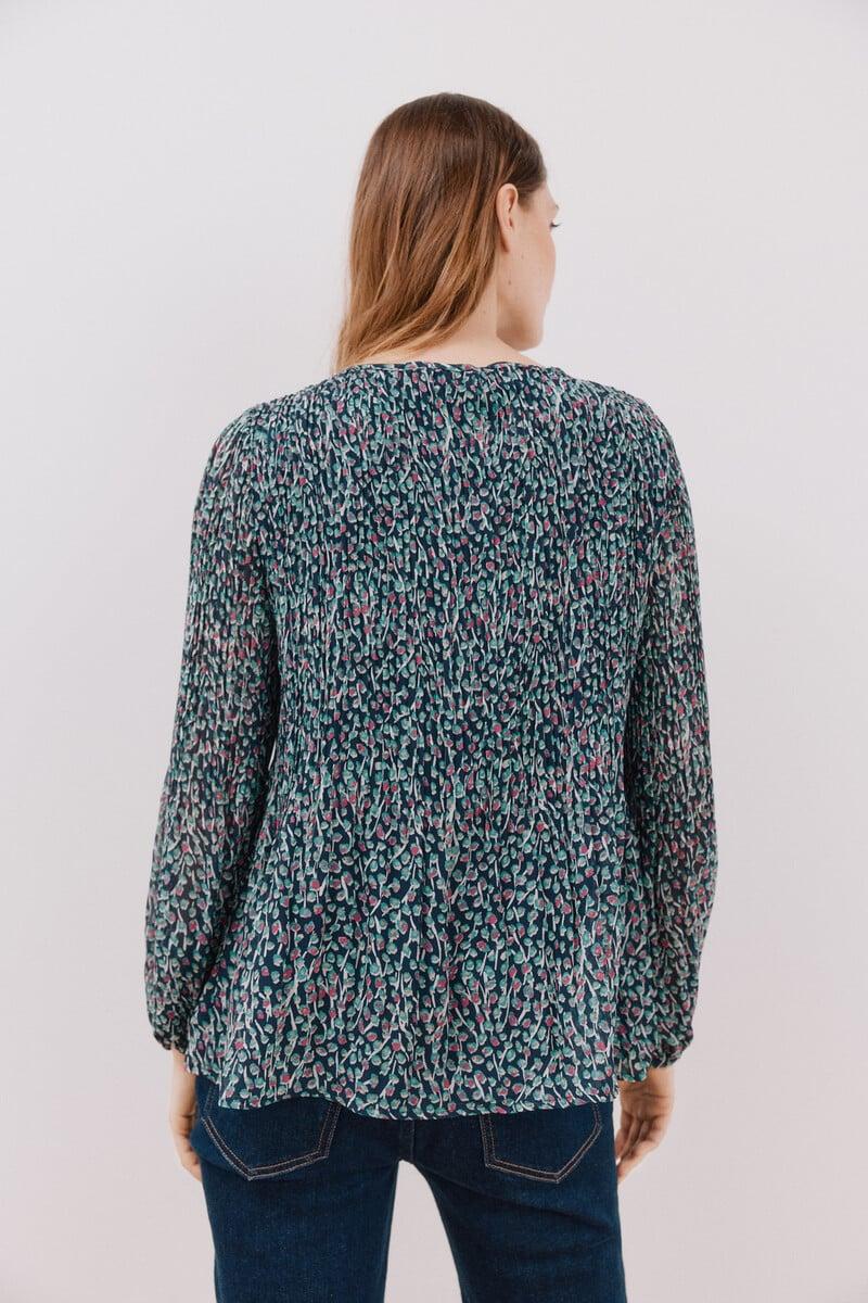 Pedro Del Hierro Blusa Plisada Escote Pico