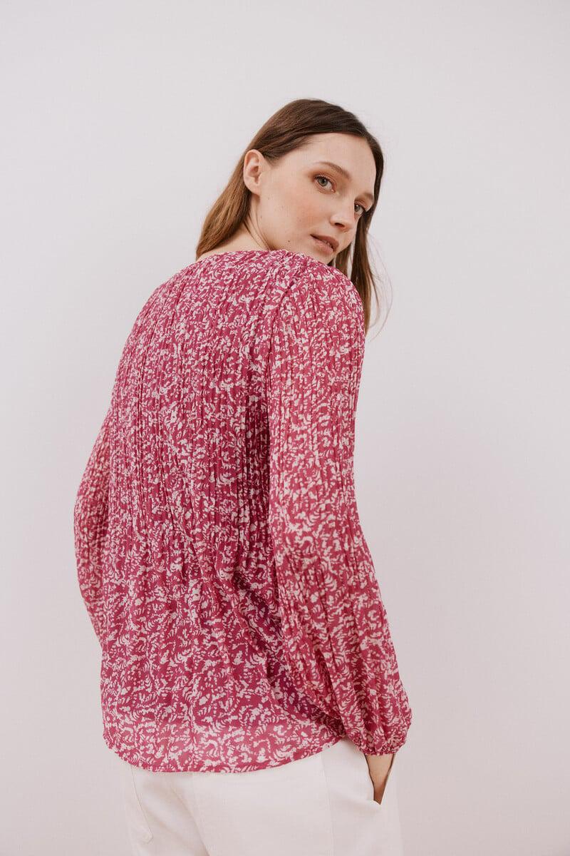 Pedro Del Hierro Blusa Plisada Escote Pico