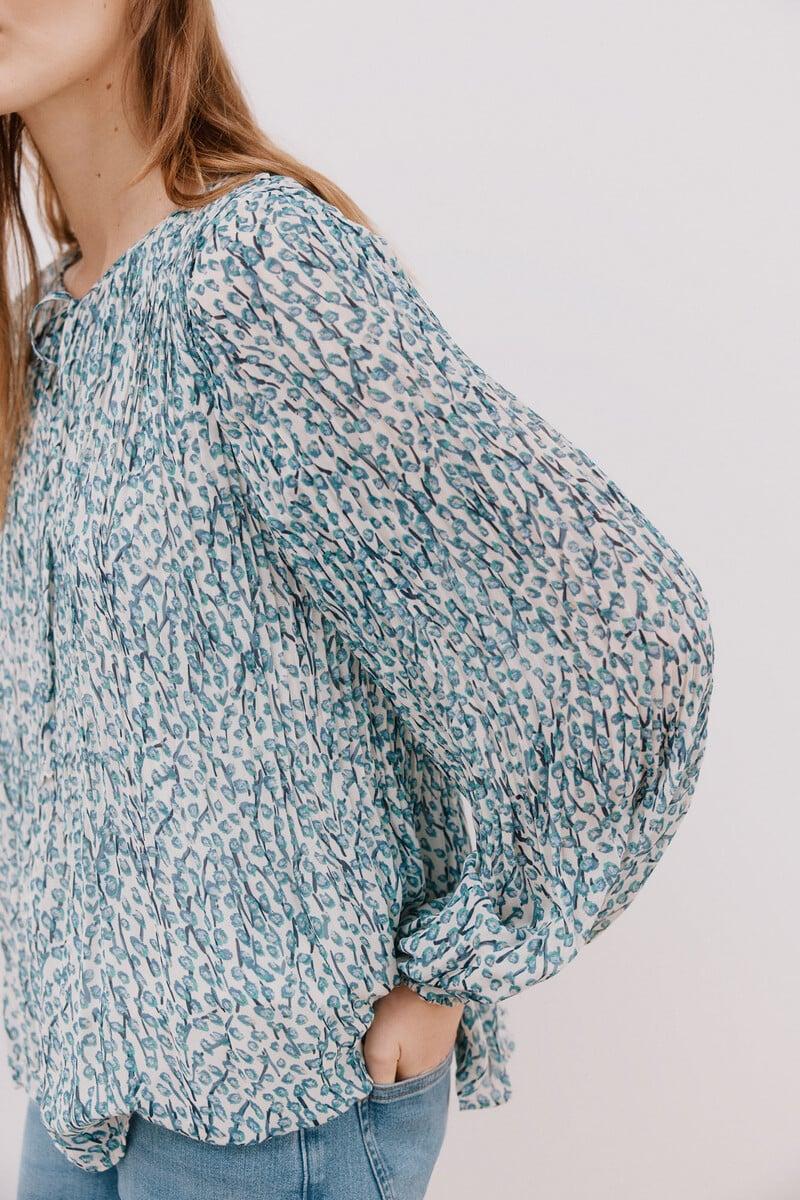 Pedro Del Hierro Blusa Plisada Escote Pico