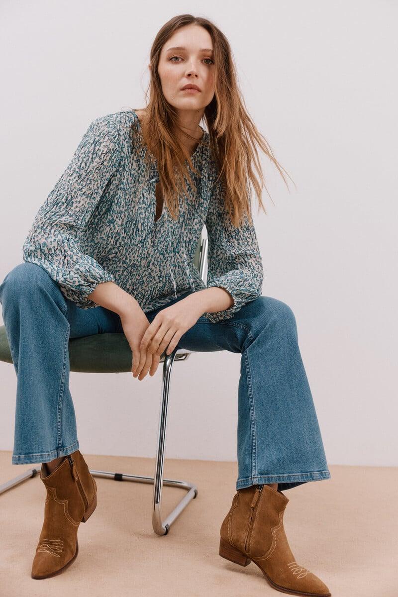 Pedro Del Hierro Blusa Plisada Escote Pico