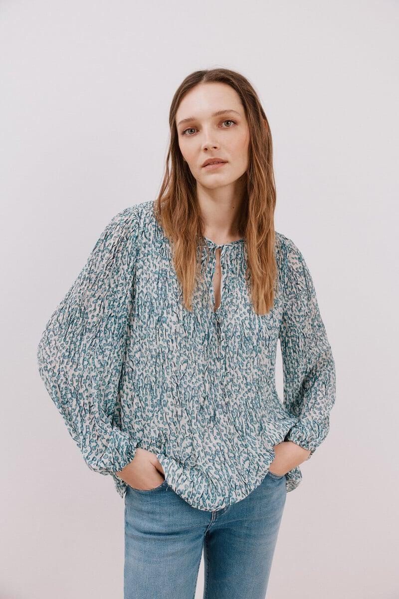 Pedro Del Hierro Blusa Plisada Escote Pico