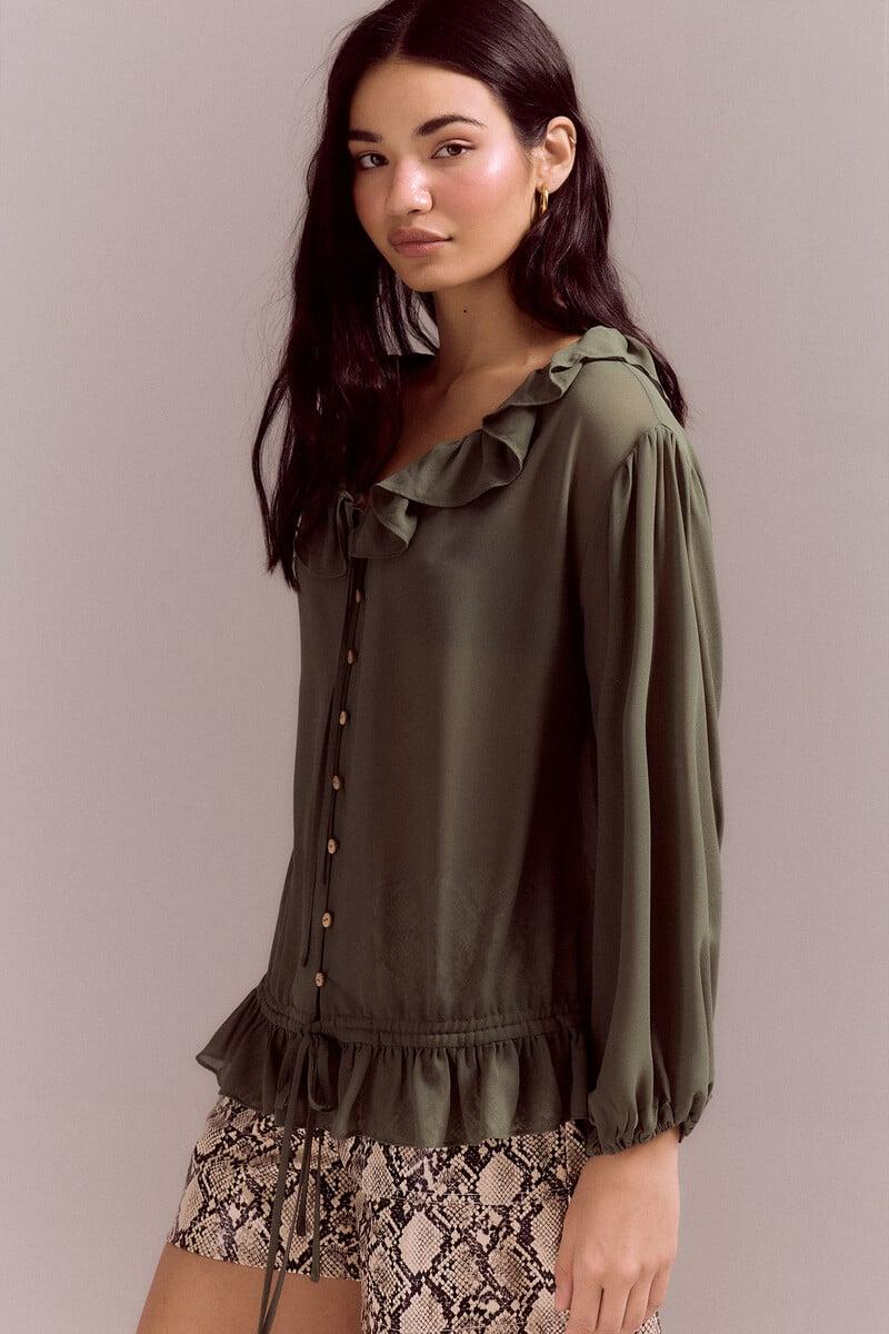 Pedro Del Hierro Blusa Romántica Volantes