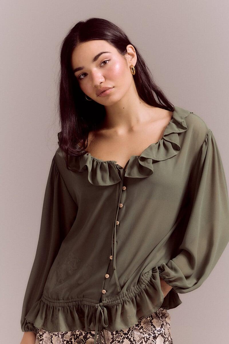 pedro del hierro Blusa romántica volantes