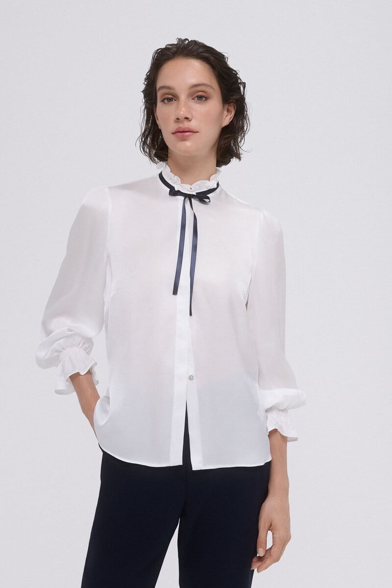 Pedro Del Hierro Blusa Satén Lazo