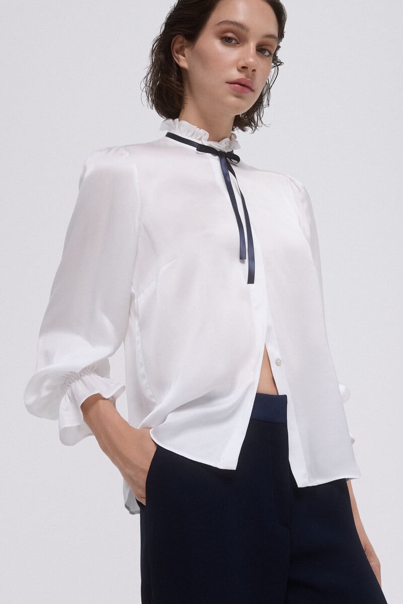 Pedro Del Hierro Blusa Satén Lazo