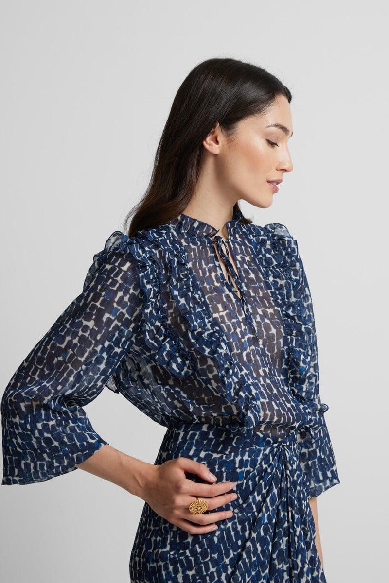 Pedro Del Hierro Blusa Volantes Estampado
