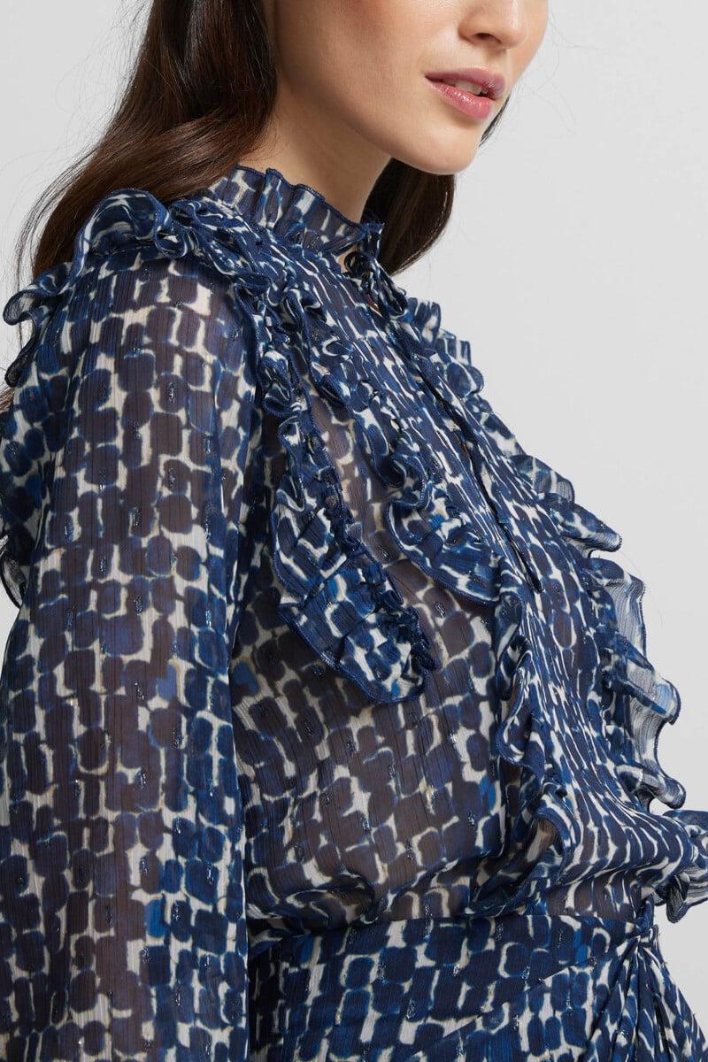 Pedro Del Hierro Blusa Volantes Estampado