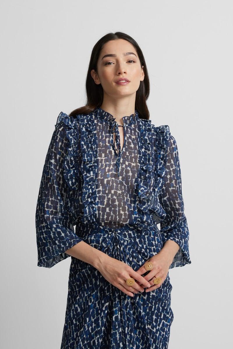 pedro del hierro Blusa volantes estampado