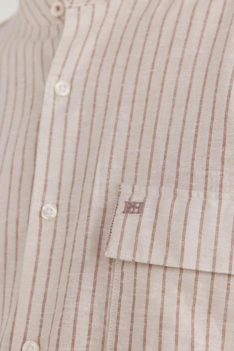 Pedro Del Hierro Camisa Algodón Lino Rayas