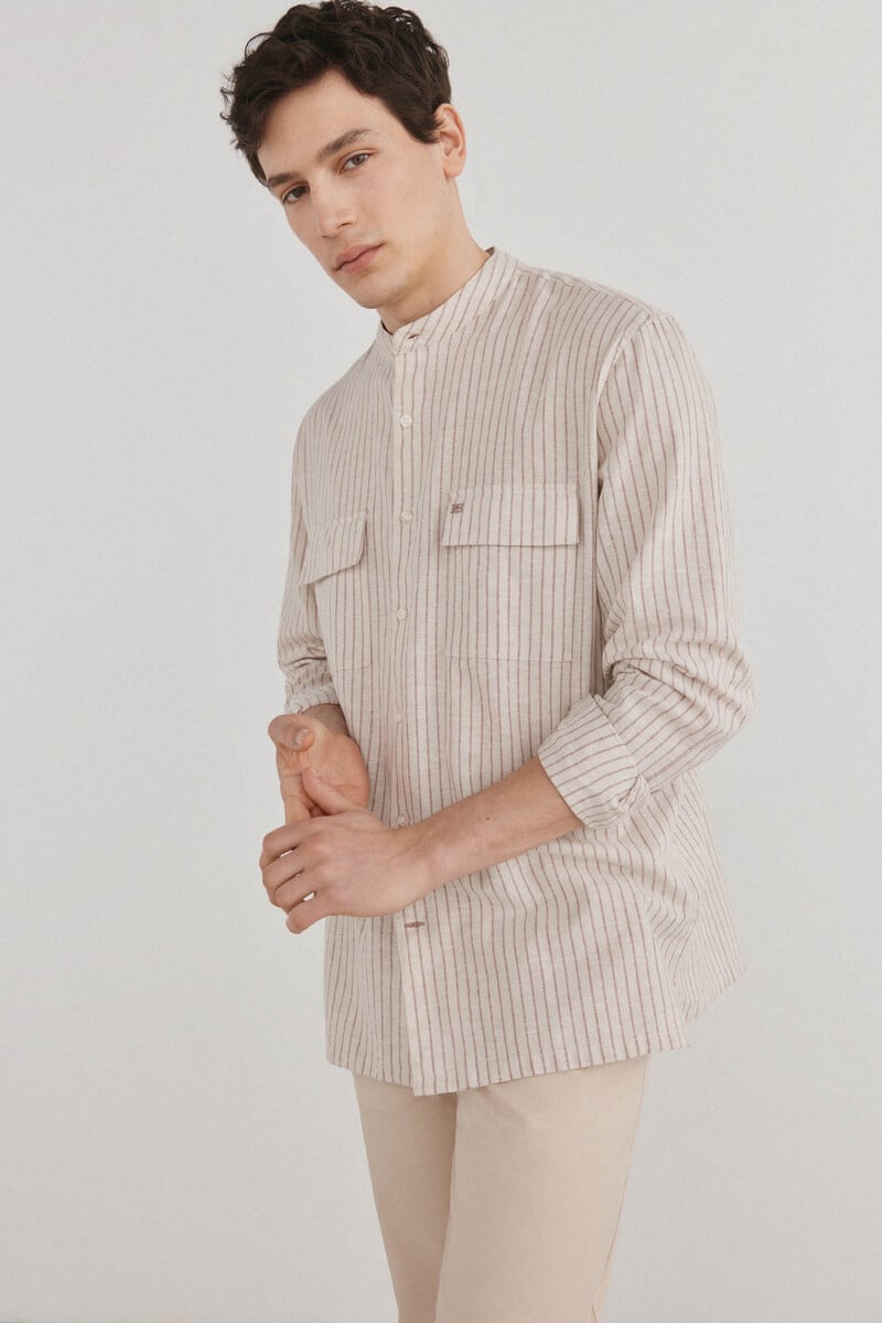 pedro del hierro Camisa algodón lino rayas