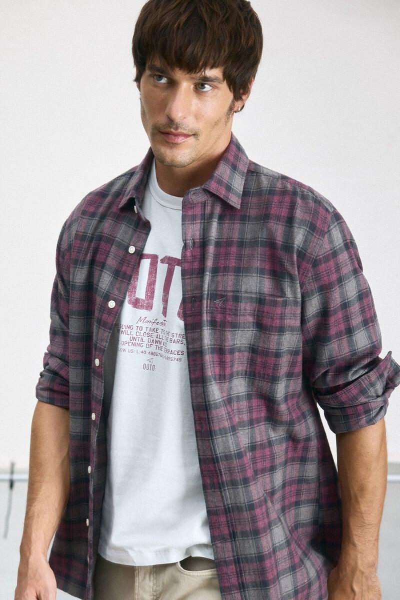 Pedro Del Hierro Camisa Cuadro Tartán Manga Larga