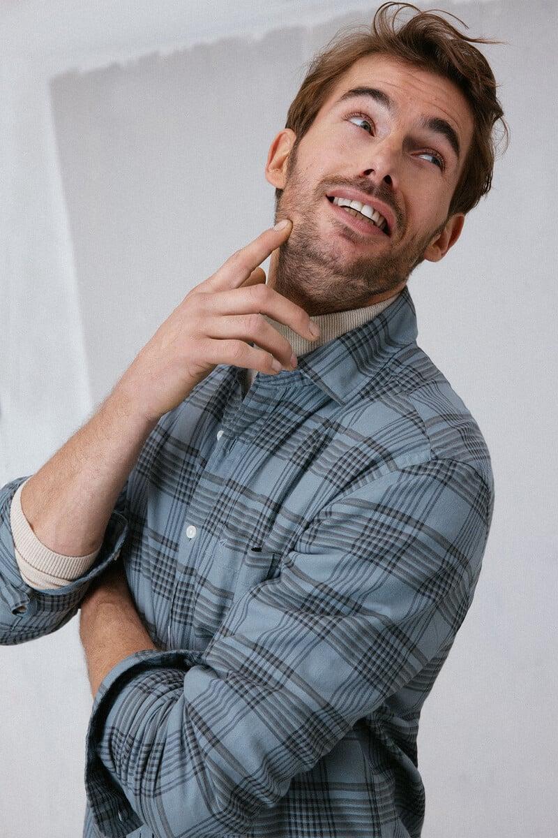 Pedro Del Hierro Camisa Cuadros Lavada Manga Larga