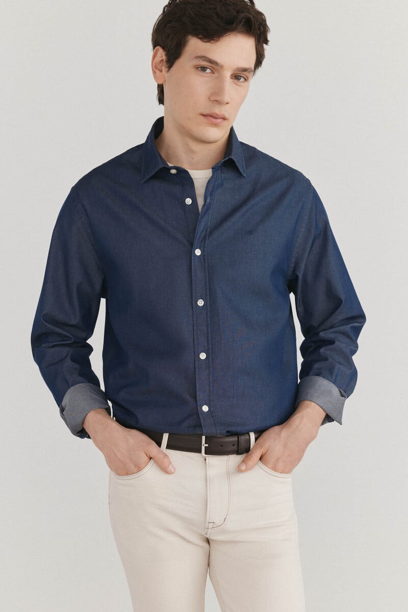 Pedro Del Hierro Camisa Denim Tejido Italiano