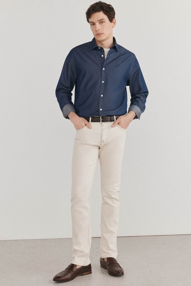pedro del hierro Camisa denim tejido italiano