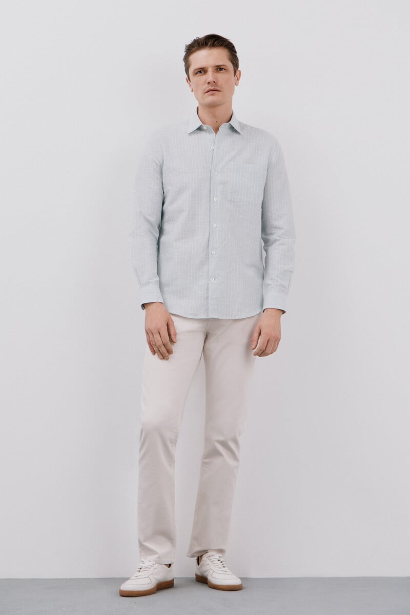 Pedro Del Hierro Camisa Lino Algodón Rayas