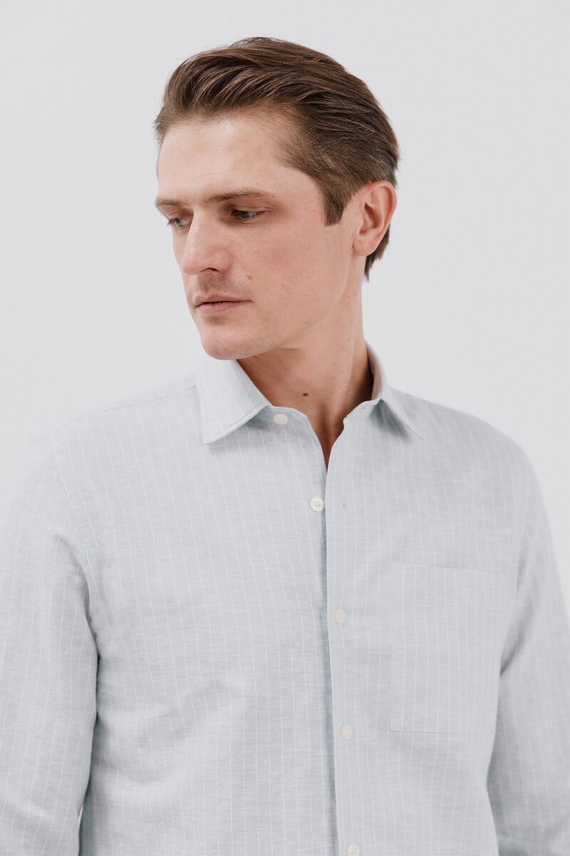 Pedro Del Hierro Camisa Lino Algodón Rayas