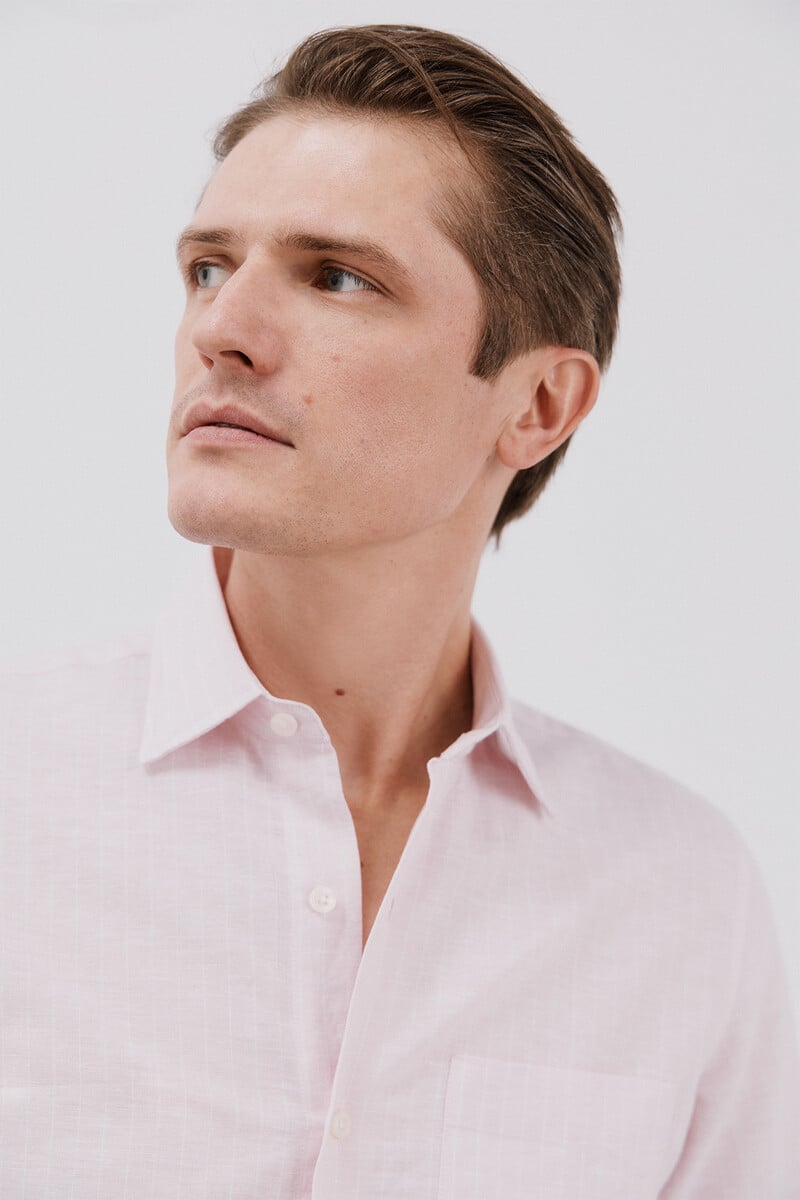 Pedro Del Hierro Camisa Lino Algodón Rayas