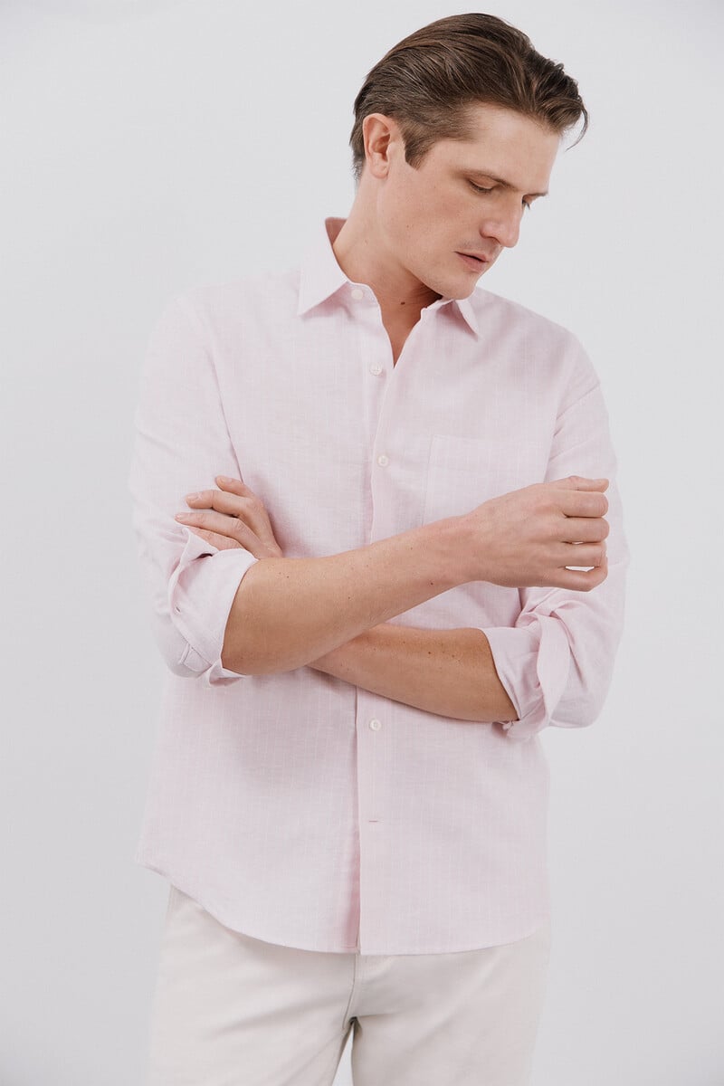 pedro del hierro Camisa lino algodón rayas