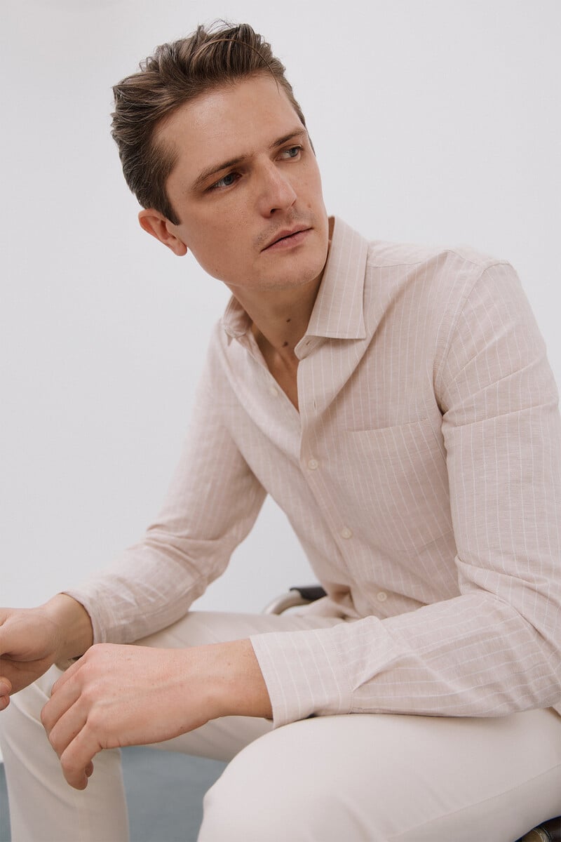 pedro del hierro Camisa lino algodón rayas