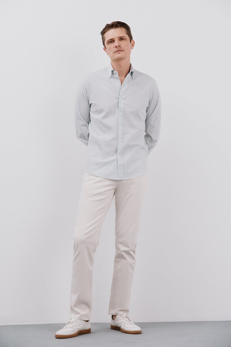 Pedro Del Hierro Camisa Rayas Algodón Tencel
