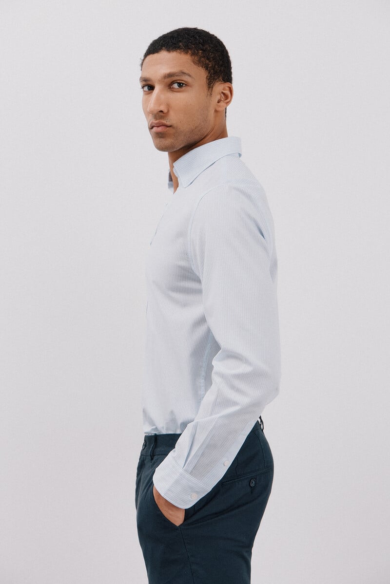Pedro Del Hierro Camisa Rayas Algodón Tencel