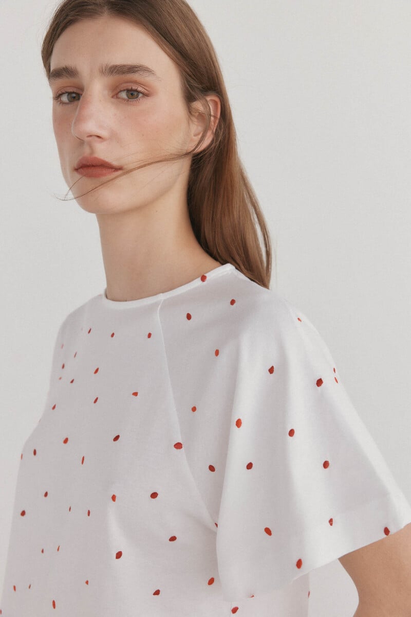 Pedro Del Hierro Camiseta Bordada Manga Volante