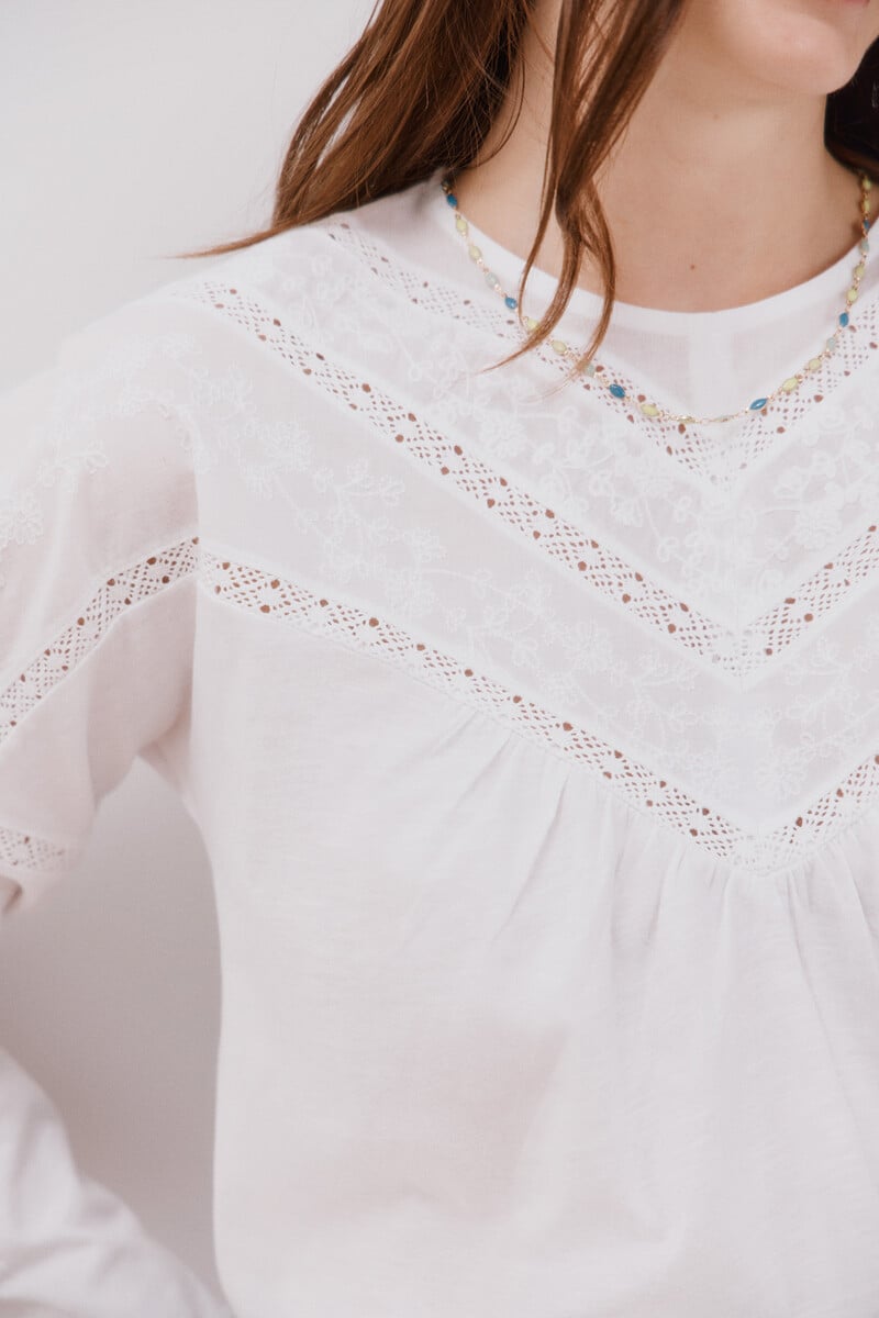 Pedro Del Hierro Camiseta Combinada Bordada