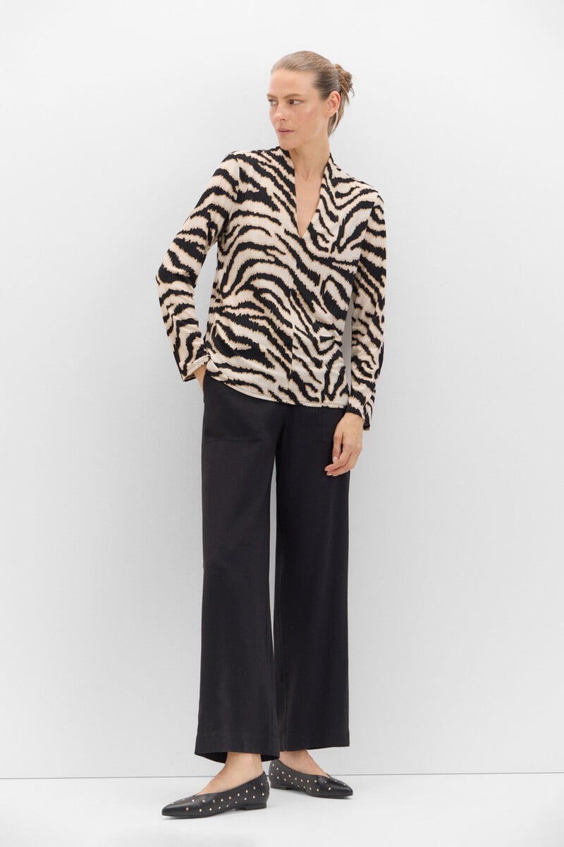 Pedro Del Hierro Camiseta Cuello Pico Fruncido