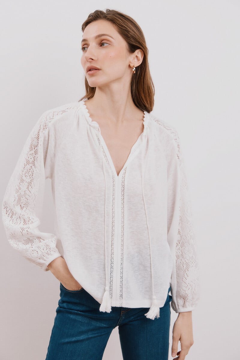 pedro del hierro Camiseta encaje lateral manga