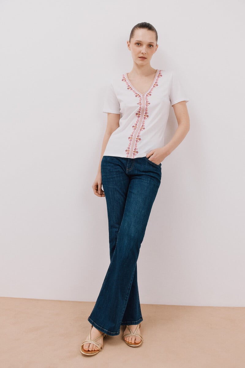 Pedro Del Hierro Camiseta Escote Pico Bordada