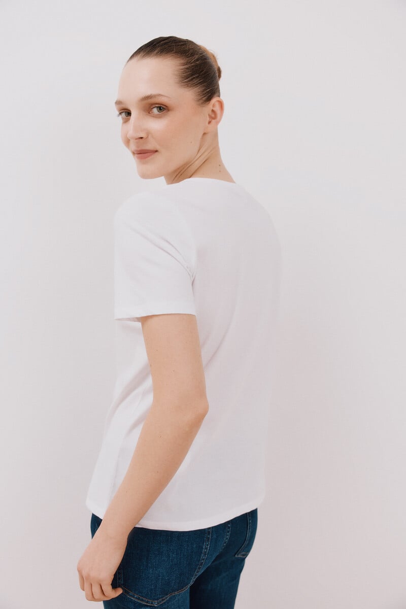 Pedro Del Hierro Camiseta Escote Pico Bordada