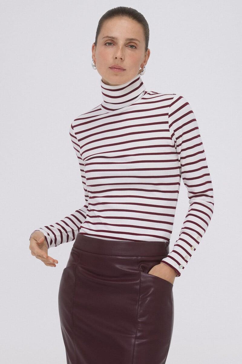 Pedro Del Hierro Camiseta Rayas Cuello Vuelto