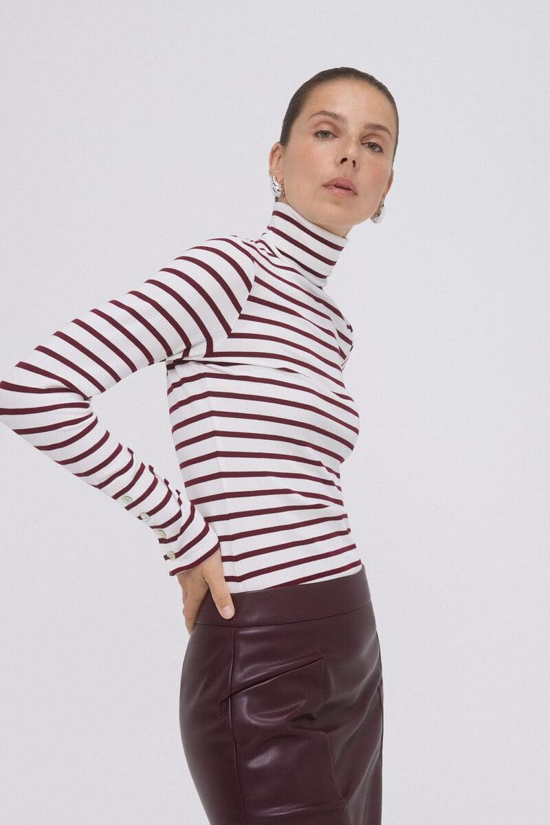 pedro del hierro Camiseta rayas cuello vuelto