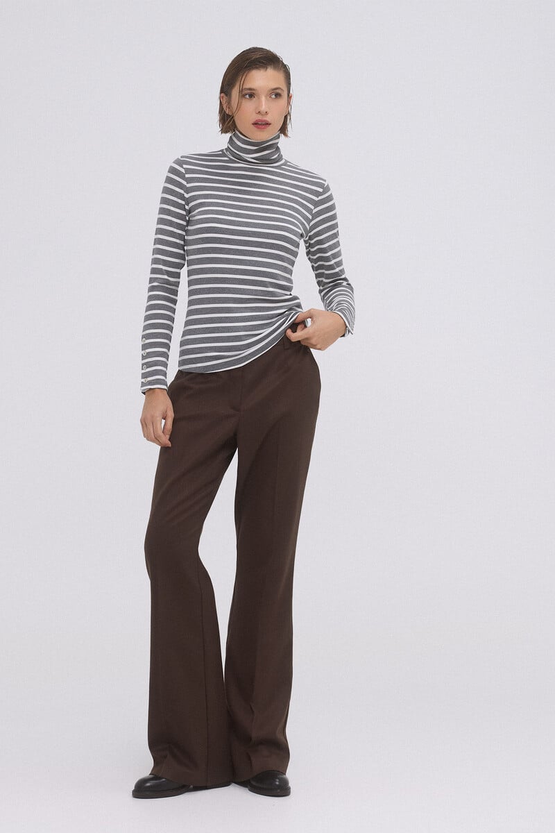 pedro del hierro Camiseta rayas cuello vuelto