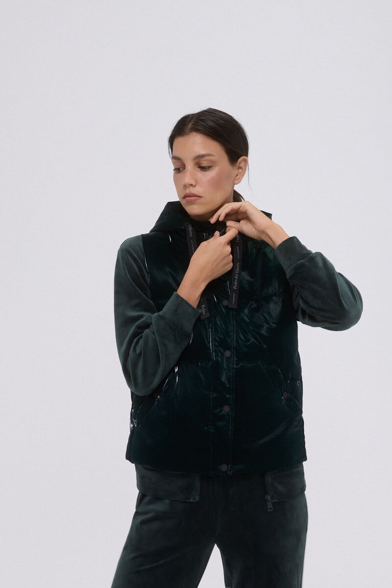Pedro Del Hierro Chaleco Brillo Capucha