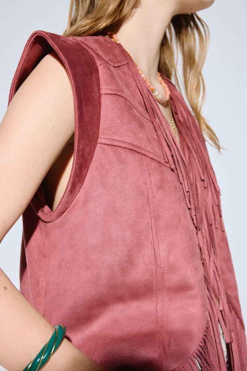 Pedro Del Hierro Chaleco Efecto Ante Flecos