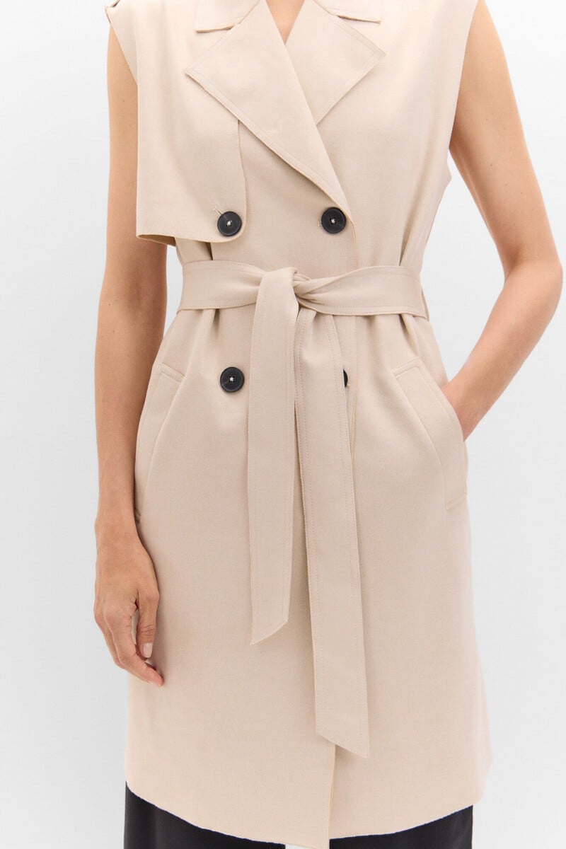 Pedro Del Hierro Chaleco Largo Efecto Ante