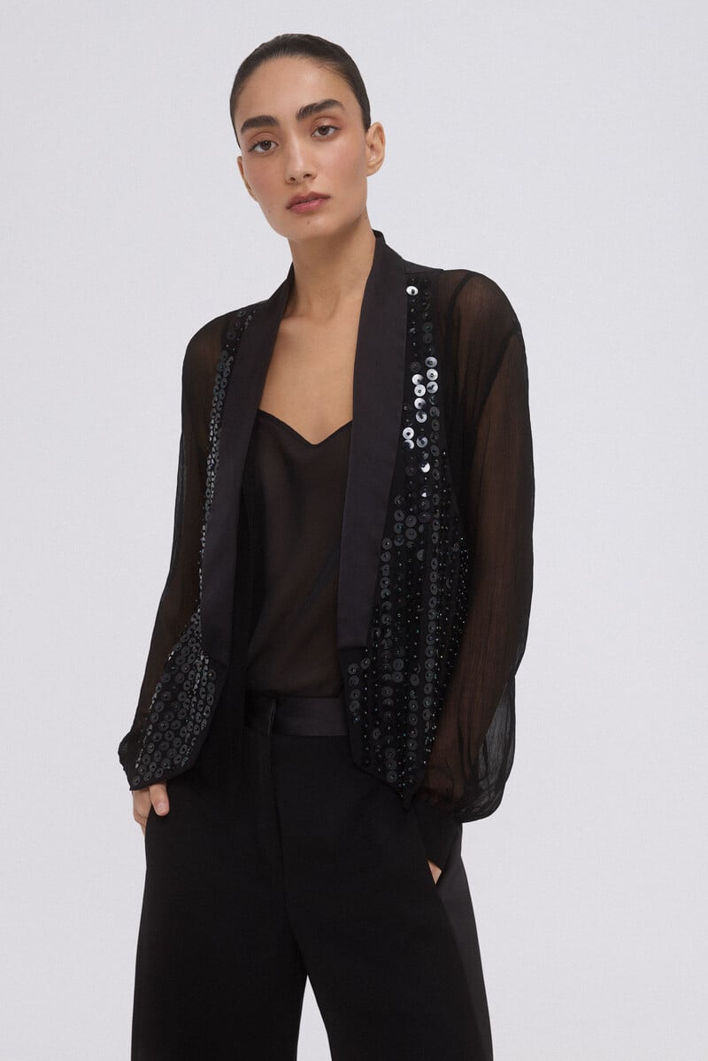 Pedro Del Hierro Chaleco Lentejuelas Negro