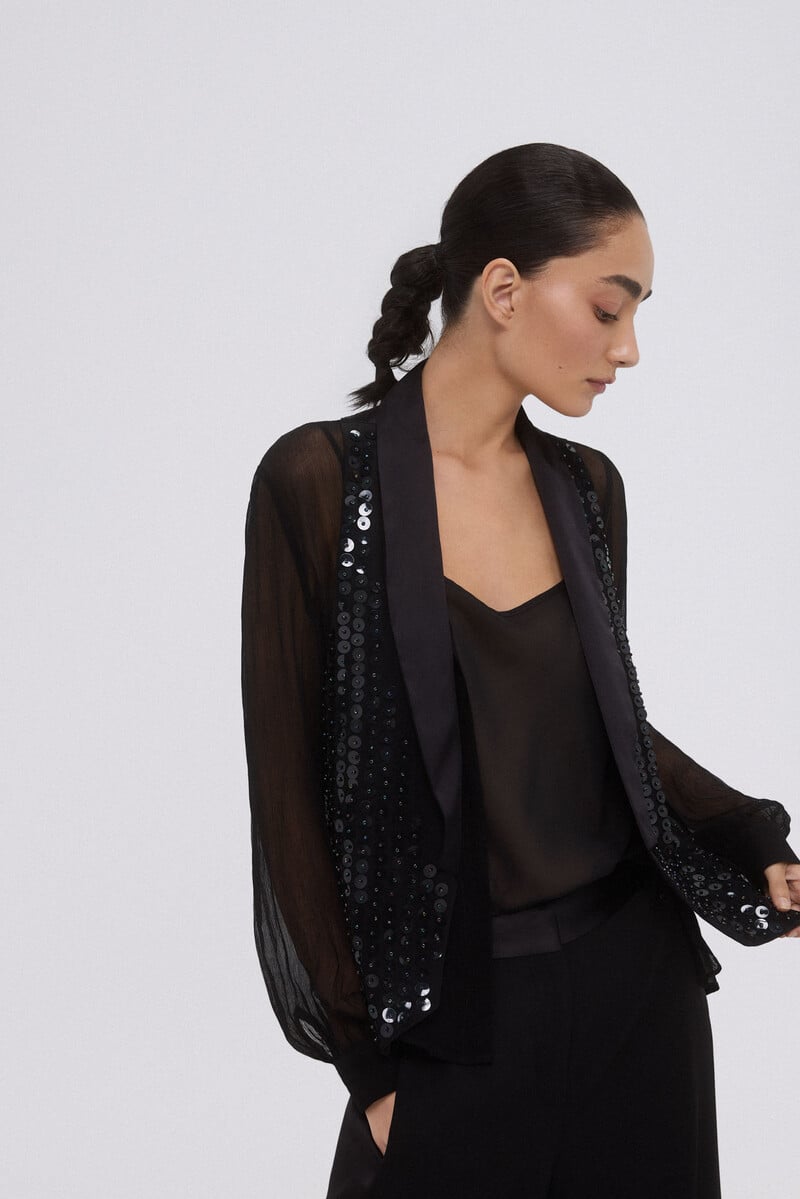 Pedro Del Hierro Chaleco Lentejuelas Negro