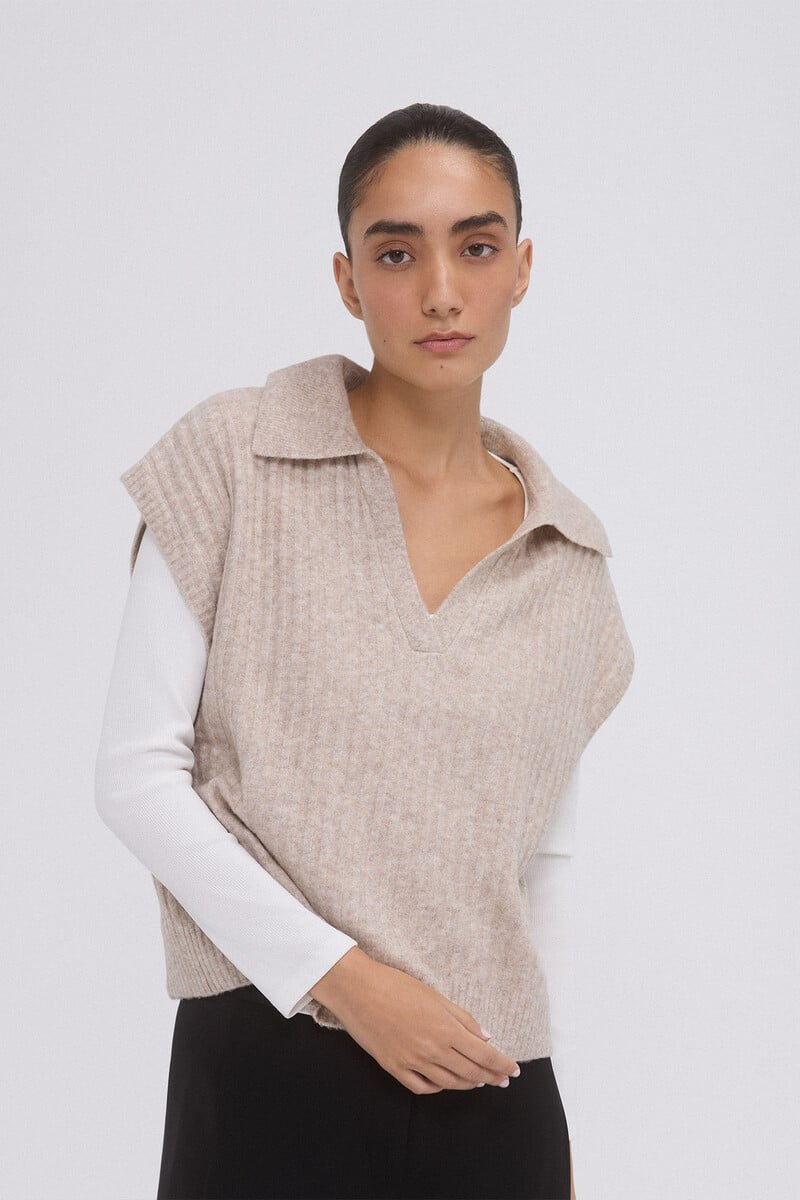 Pedro Del Hierro Chaleco Punto Cuello Camisero